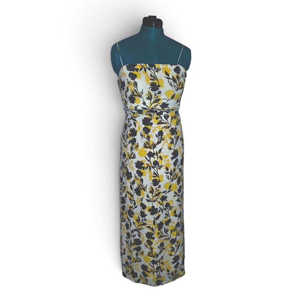 J. Crew Collection Ruched Maxi Dress in Floral Print Yellow Women’s 8